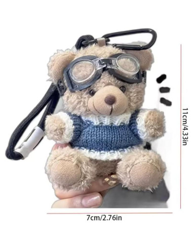 Llavero Oso de Peluche Kawaii Clip-On Azul - 55g