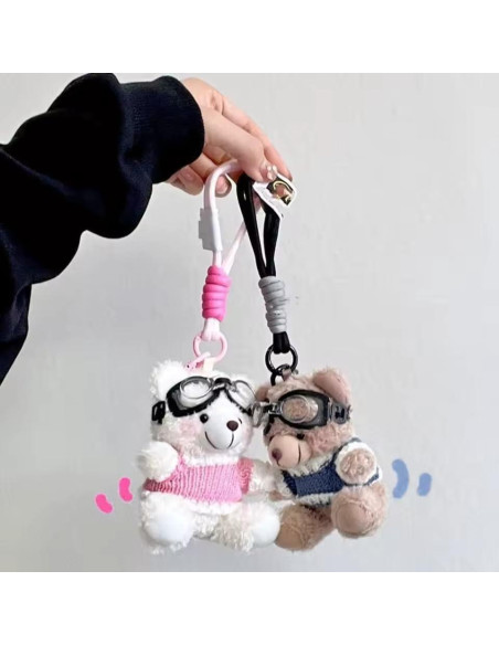 Llavero Oso de Peluche Kawaii Clip-On Azul - 55g