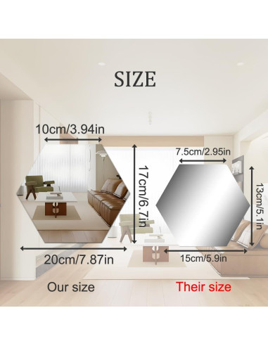 Espejos Adhesivos Hexagonales MCLEULLA 12 Pcs 10 cm Oro