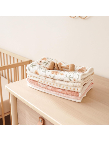 Paquete de 6 Paños de Muselina Konssy 100% Algodón Naranja