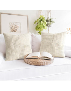 Funda de Cojín Topfinel Beige 50x50 cm Juego de 2 Corduroy 2