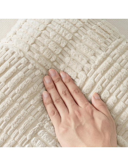 Funda de Cojín Topfinel Beige 50x50 cm Juego de 2 Corduroy