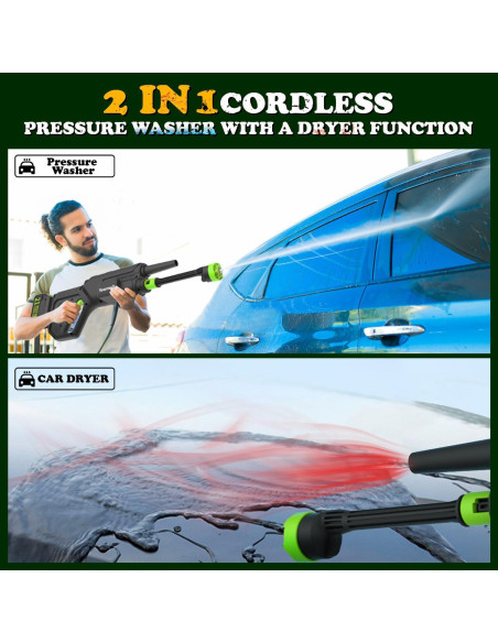 Lavadora a Presión Inalámbrica Yowmoft 2 en 1 1100 PSI