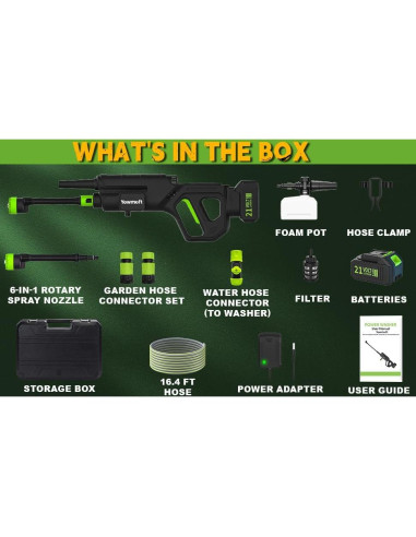 Lavadora a Presión Inalámbrica Yowmoft 2 en 1 1100 PSI