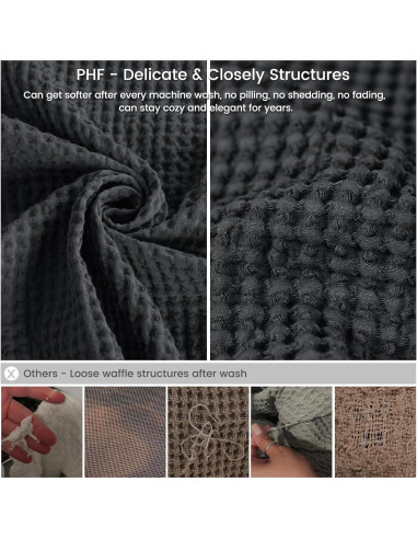 Manta Waffle de Algodón 100% PHF 127x152 cm Negra - Suave y Ligera
