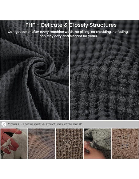 Manta Waffle de Algodón 100% PHF 127x152 cm Negra - Suave y Ligera