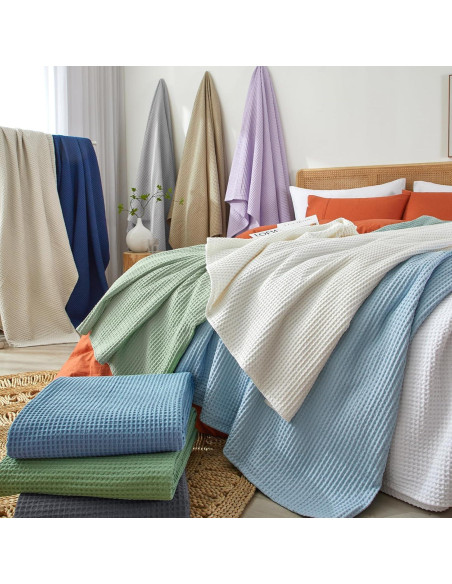 Manta Waffle de Algodón 100% PHF 127x152 cm Negra - Suave y Ligera