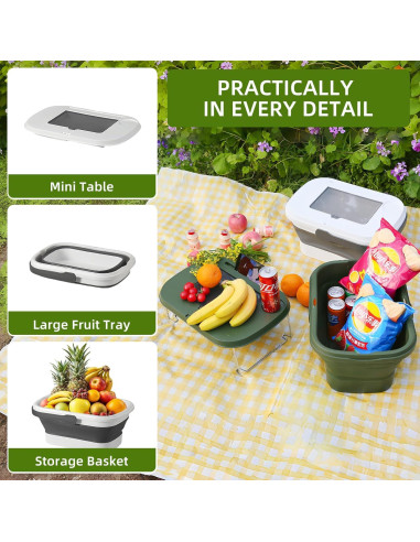 Cesta de Picnic Plegable 16L Verde SEEZENGREEN Impermeable