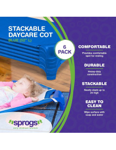 Camas apilables Sprogs para niños - Paquete de 6, Azul 2