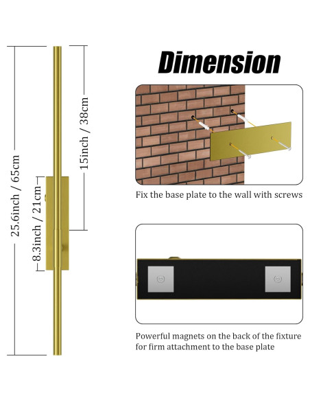 Aplique de Pared LED Recargable Coinmit 42cm Dorado