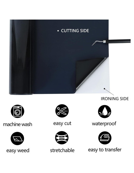 Rollos de Vinilo de Transferencia de Calor GYT 30.5x215 cm Negro