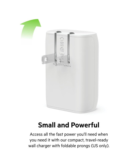 Cargador USB-C Belkin 30W Carga Rápida para iPhone y Samsung