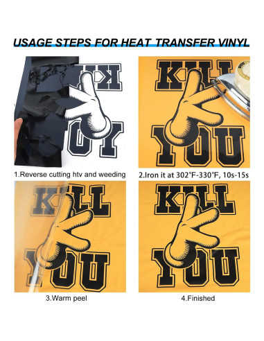 Rollos de Vinilo de Transferencia de Calor GYT 30.5x215 cm Negro