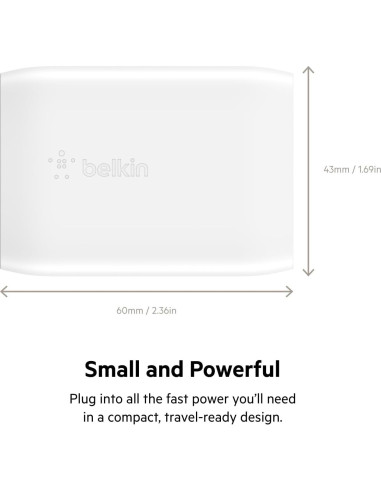 Cargador USB-C Belkin 30W Carga Rápida para iPhone y Samsung