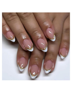 Uñas Postizas Punta Francesa Blanca NBNTGH - 24 Piezas