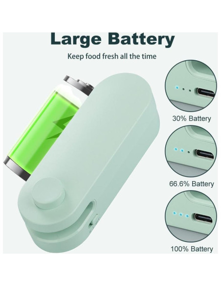 Mini Sello de Bolsas Genérico 2 en 1 Recargable USB-C Verde