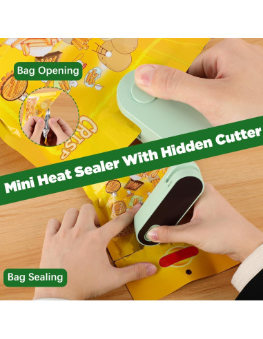 Mini Sello de Bolsas Genérico 2 en 1 Recargable USB-C Verde