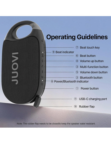 Altavoz Bluetooth Portátil JUOVI CLIP J1 Impermeable IP68