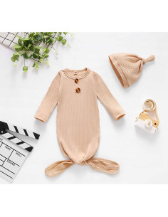 BASKOPA Gown de Dormir Unisex 0-6 Meses con Gorra 2