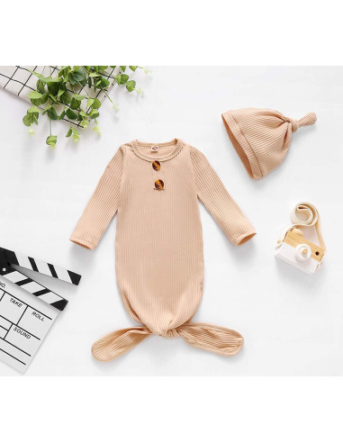 BASKOPA Gown de Dormir Unisex 0-6 Meses con Gorra