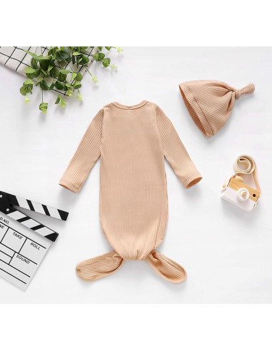 BASKOPA Gown de Dormir Unisex 0-6 Meses con Gorra