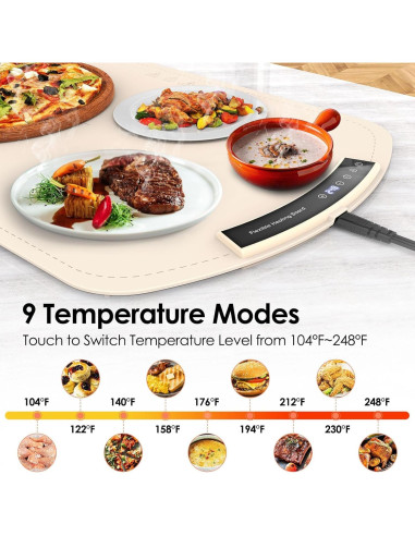 Alfombrilla Calentadora de Comida Coanto 65.5x39.6cm 9 Niveles