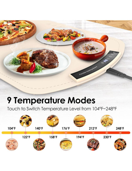 Alfombrilla Calentadora de Comida Coanto 65.5x39.6cm 9 Niveles