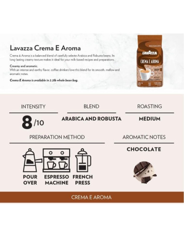 Granos de Café Tostados Lavazza Crema e Aroma 6 kg