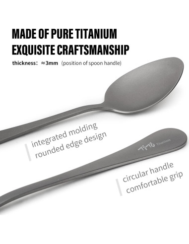 Juego de Cubiertos de Titanio TiTo - Tenedor y Cuchara 2 Pcs