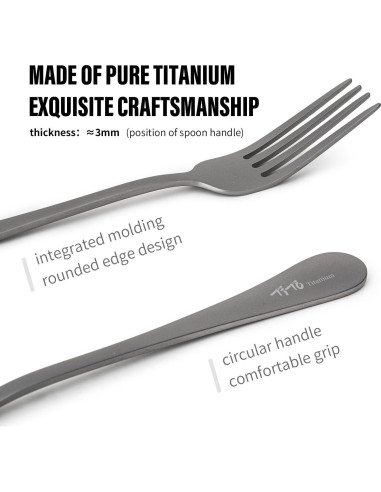 Juego de Cubiertos de Titanio TiTo - Tenedor y Cuchara 2 Pcs
