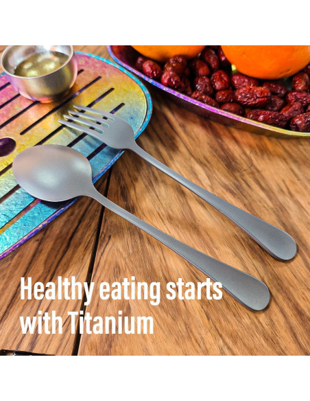 Juego de Cubiertos de Titanio TiTo - Tenedor y Cuchara 2 Pcs