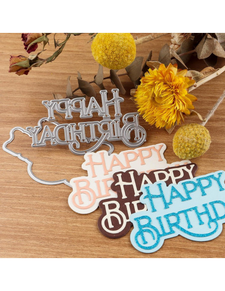 Troqueles de Feliz Cumpleaños Briartw - Plantilla de Metal para Scrapbook y Tarjetas
