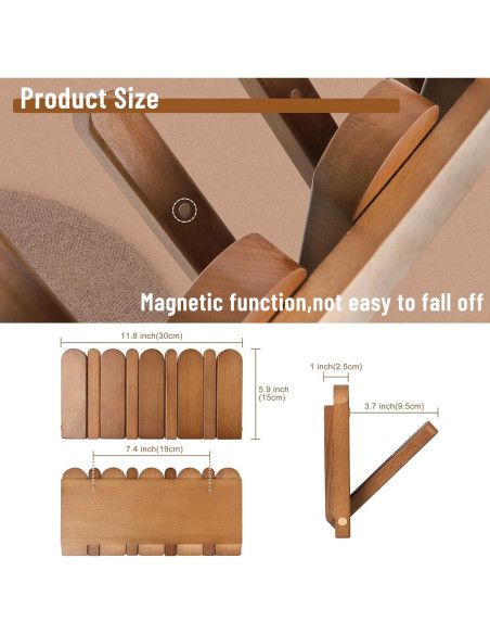Perchero de Madera KYIAANY 4 Ganchos Pared 30x15 cm