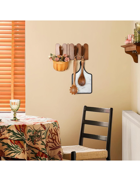 Perchero de Madera KYIAANY 4 Ganchos Pared 30x15 cm