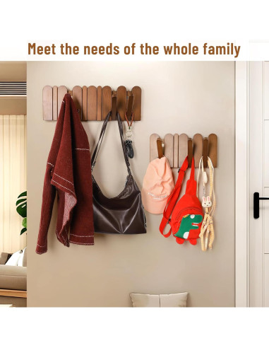 Perchero de Madera KYIAANY 4 Ganchos Pared 30x15 cm