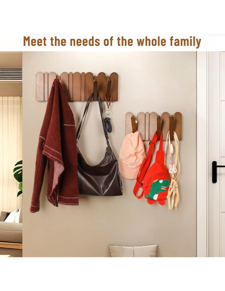 Perchero de Madera KYIAANY 4 Ganchos Pared 30x15 cm