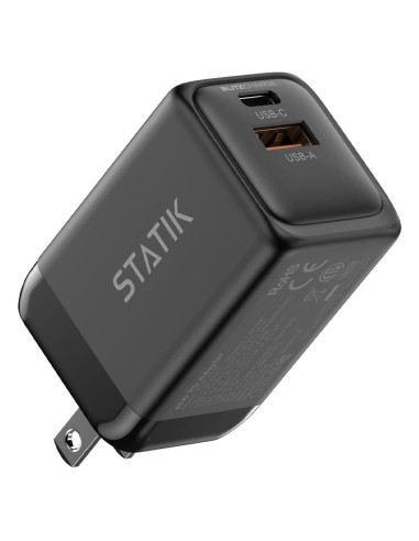 Cargador rápido STATIK GaN 48W Doble USB-C y USB-A