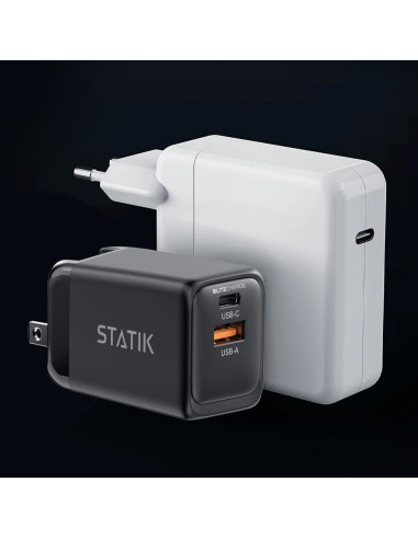 Cargador rápido STATIK GaN 48W Doble USB-C y USB-A