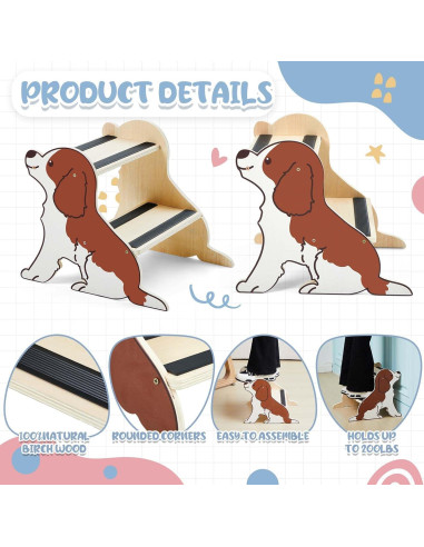 Escalera de Madera para Niños DoubleFill 2 Pasos Antideslizante