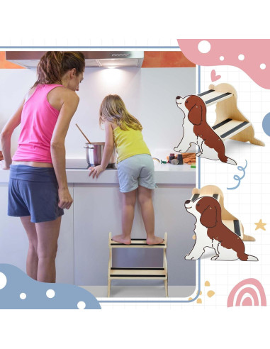 Escalera de Madera para Niños DoubleFill 2 Pasos Antideslizante