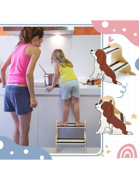 Escalera de Madera para Niños DoubleFill 2 Pasos Antideslizante