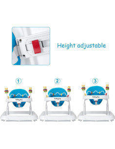 Andador para Bebés BABY JOY Plegable Ajustable 6-18 Meses Azul 2