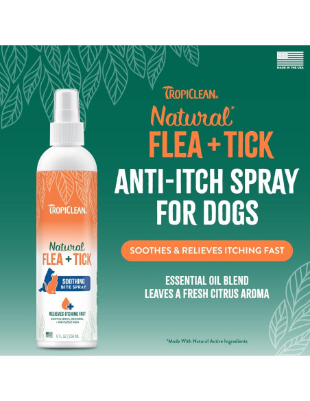 Spray TropiClean Alivio Picaduras Pulgas y Garrapatas 226g