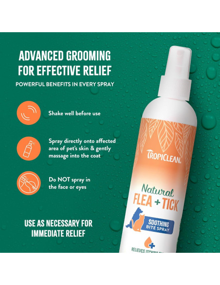 Spray TropiClean Alivio Picaduras Pulgas y Garrapatas 226g