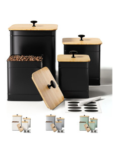 Juego de 4 Tarros de Cocina Herméticos HB Design Co. Negros