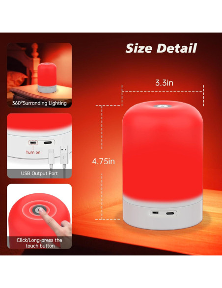 Lámpara de Terapia de Luz Roja Aogled 670nm Recargable