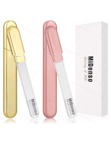 Lima de Uñas de Vidrio MiDenso con Estuche - 14 cm - Oro y Negro