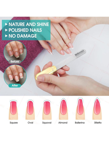 Lima de Uñas de Vidrio MiDenso con Estuche - 14 cm - Oro y Negro