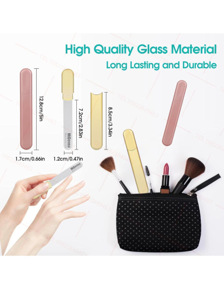 Lima de Uñas de Vidrio MiDenso con Estuche - 14 cm - Oro y Negro