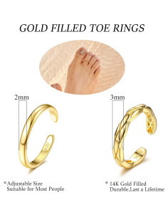 Anillo de Tobillo Ajustable Oro Relleno 14K para Mujeres 2